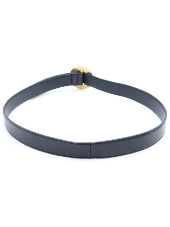 Saint Laurent Paris Circle Logo Buckle Leather Belt Gold Black 85 main image 6
